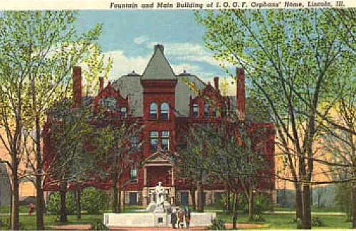 Picture Postcard Showing Main Building and Fountain